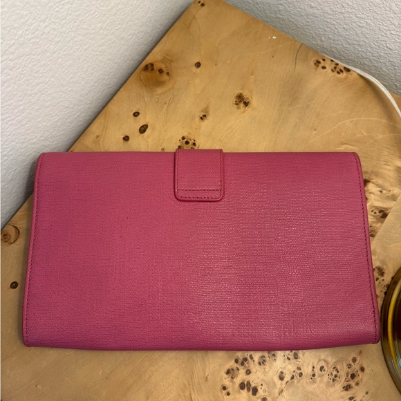 Yves Saint Laurent- YSL Y Clasp Pink Leather Clutch